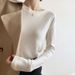 German Velvet Bottoming Shirt Women's Wear Autumn And Winter Sanding Long Sleeve Plus Velvet White Slim Round Neck Slim_ecoleips.com