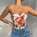 Sexy Fishbone Bra Retro Floral Print Top Women's Slim Fit Suspender Bodysuit Hot Girl_ecoleips.com