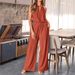 Women's Clothing Hollow Halter Neck Sleeveless Top Wide Leg Pants Fashion Casual Suit_ecoleips.com