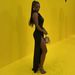 Women's Summer New Arrival Sexy Deep V Halter Dress Ruched Bodycon Side Slit Evening Party Holiday Dress_ecoleips.com