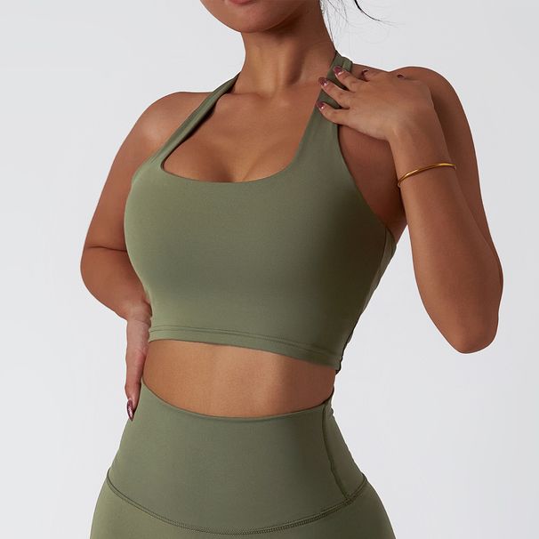 Women's Backless Halter Neck Sports Bra Quick Drying Fitness Push Up Yoga Vest Breathable Lightweight Running Bra 6116_ecoleips.com