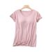 Short-sleeved Women's Modal With Chest Pad Bottoming Shirt Women's Spring And Summer Integrated Pajamas Five-finger Half-sleeved Women's Clothing_ecoleips.com