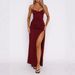 Summer Women Halter Dress Sexy V Neck Slim Fit Bodycon Side Slit Long Party Evening Dress For Women_ecoleips.com