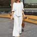 Voya Summer New Cotton And Linen Pants Set For Women, Solid Color Loose Casual Long Two-Piece Set, Simple_ecoleips.com