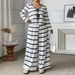 "Plus Size Striped Tie-Front Top & Wide Leg Pants Set – Casual Two-Piece Outfit (Black, XL-4XL)"_ecoleips.com