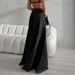 Sexy Temperament Black Fashion Acetate Satin Satin High Waist Loose Floor Length Skirt Casual Skirt_ecoleips.com