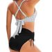 Aria Basics 2026 European And American Two-piece Striped Hollow Drawstring Nylon High-waisted Set Bikini Swimsuit For Women_ecoleips.com