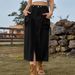 Women's Clothing Summer New Washed Lace Up Workwear Denim Slit Skirt_ecoleips.com