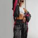 Women's Clothing Fashionable Loose Color Matching Long Sleeved Zipper Cardigan, Contrast Color Tops And Trousers Sports Suits_ecoleips.com