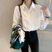 Women's Basic Long Sleeved White Shirt Versatile New Style Retro Work Uniform Top For Inner Wear_ecoleips.com