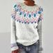 3D Digital Print Knit Sweatshirt – Soft & Stylish Round Neck Long Sleeve Top For Women (Oversized Fit, Versatile Casual To Office Wear)_ecoleips.com