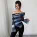 European And American Cross-border 2026 New Women's Knitted Mesh Printed Off-shoulder Long-sleeve Slim-fit T-shirt Top_ecoleips.com
