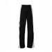 Voya Women's European And American Fashion Casual 2026 Spring/summer New Style Color-blocking Loose Elastic Waist High-waisted Wide-leg Pants_ecoleips.com
