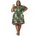 Women's Plus Size Skirt Set V Neck Short Skirt With Pockets Ruffled Sleeves Tie American Style Spring/Autumn Summer_ecoleips.com
