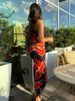 Tossy Summer Printed Maxi Dress For Women Backless Fashion Slim High Waist Spaghetti Dress Holiday Patchwork Female Long Dress_ecoleips.com