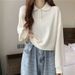 Japanese-style College-style Polo Collar Short Sweatshirt New Spring Collection, Loose And Versatile, Long-sleeved Top_ecoleips.com
