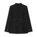 Women's European American Style Fashion Gold Buckle Belt Suit Jacket Casual Wide Leg Pants Set_ecoleips.com
