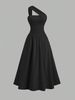 Women's Clothing Sexy Off-Shoulder Sleeveless Sleek & Stylish Dress Fashion Pleated A-Line Waist Fashion_ecoleips.com