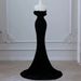 Elegant Black Strapless Mermaid Evening Dress With High Slit & Sequins For Prom, Banquet, Hosting, Runway Shows & Performances_ecoleips.com