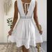 2023 Independent Station Cross-Border New Hot Lace Trim Patchwork Pleated V-Neck Sexy Backless Dress_ecoleips.com