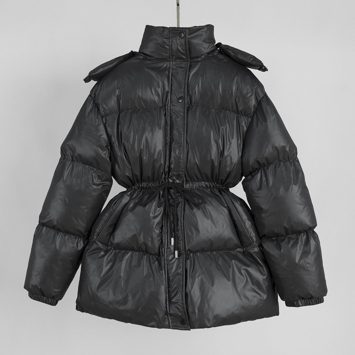 Drawstring Slim Cotton Clothes, European, American 2025 Winter New Hooded Zipper Cotton Clothes, Comfortable And Warm Cotton Clothes Jacket_ecoleips.com