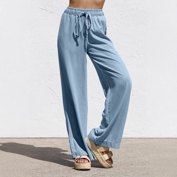 Women's Tencel Jeans For Spring Summer, Thin European And American Style, High Waist, Slimming, Straight Wide-Leg, Ice_ecoleips.com