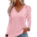 Women's Clothing Women's Long Sleeve Lace Patchwork Hollow Out Top Fashionable Spring Blouse Style For Formal & Casual For Women_ecoleips.com