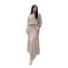 Women's Oversized Knit Sweater Dress – Long Sleeve Round Neck Pullover With Pleated Hem, Stretchy Polyester-Spandex Blend For Loungewear & Casual Chic_ecoleips.com