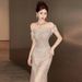 off the Shoulder Evening Gown Elegant High End Light Luxury Mermaid Tail Sequined Dress for Engagement Parties And Banquets New Style 2026_ecoleips.com