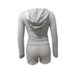 Women's Fashion Casual Solid Color Zipper Top Gray Shorts Set_ecoleips.com