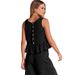Summer Women's Sleeveless Pleated Vest And Wide Leg Cropped Pants Set Artistic Retro Style Casual Suit_ecoleips.com