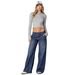 European And American Cross-border Blue Women's Jeans, Washed Casual Loose Wide-leg Long Striped Straight Pants,_ecoleips.com