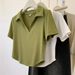 Women's Clothing V Neck Short Polo Shirt Short Sleeved T Shirt_ecoleips.com