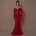 Women's Clothing New V Neck Long Sleeved Lace High Grade High Waist Pleated Fishtail Skirt Wedding Banquet Women's Dress Summer_ecoleips.com
