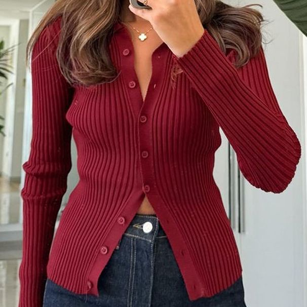 Diyun European And American Casual Simple Solid Color Long Sleeve Shirt Woolen Women's Clothing 2025 Autumn_ecoleips.com