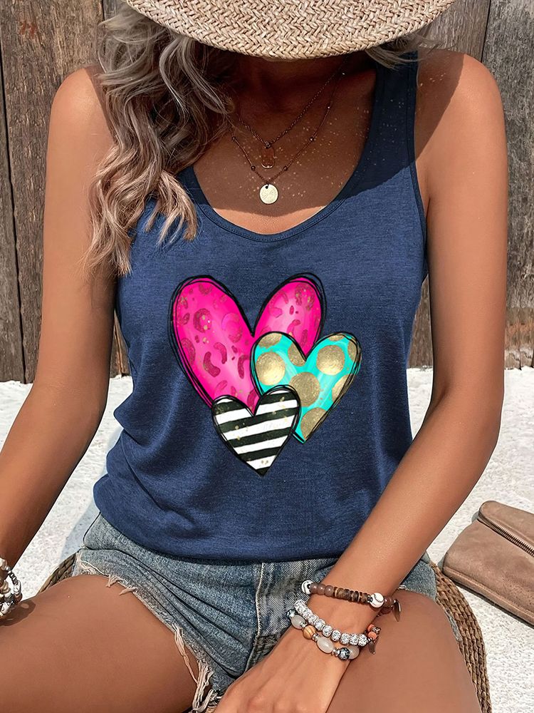 Women’s Vest Funny Heart Racerback Tanks Three Color Hearts Graphic Tank Top Fashion Summer Racerback Outfit Vacation Sexy Tops_ecoleips.com