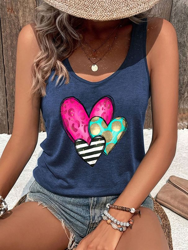 Women’s Vest Funny Heart Racerback Tanks Three Color Hearts Graphic Tank Top Fashion Summer Racerback Outfit Vacation Sexy Tops_ecoleips.com