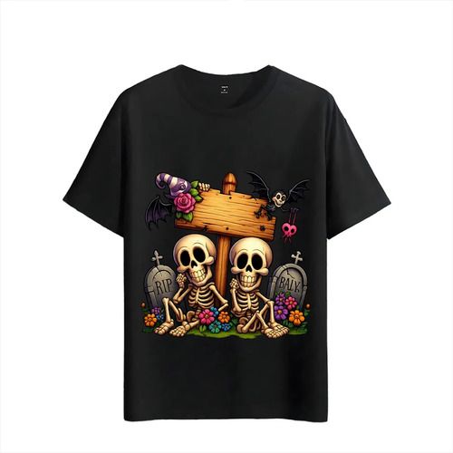 Women's T-Shirts Skeleton T-shirt Halloween Style Skulls_ecoleips.com