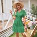 2025 European And American Foreign Trade Women's Clothing Bestseller V-neck A-line Hollow Lace_ecoleips.com