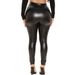 High Waist Stretch Pu Leather Pants For Women - Slim Fit Biker Pants With Elastic Comfort, Fashionable & Versatile (Black, Coffee)_ecoleips.com