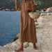 Women's Linen Blend Shirt Dress – Oversized Long Sleeve Button-Down Tunic (S-5XL, White/Pink/Black/Brown/Navy)_ecoleips.com