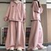 Women's American Retro Casual Sportswear Set Korean Style Loose Fit Slimming Sweatshirt And Trousers Fashionable 2 Piece Set for Autumn Winter_ecoleips.com