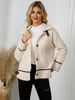 Trendy Women's Faux Shearling Jacket - Stand Collar Button Front Coat, Short Warm Outerwear In Red/Khaki/Cream, Sizes S-XL_ecoleips.com