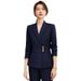 Professional Women's Suit Set - Elegant Long Sleeve Blazer & Trousers For Business Office, Formal Occasions (Black, Navy, Gray)_ecoleips.com