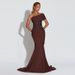Women Strapless Tube Top Dress One Shoulder Sheer Decorated Corset Mermaid Hem Bodycon Cocktail Party Dress_ecoleips.com