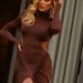 Women's Clothing Slim Fit Pleated Irregular Knit Solid Color Bodycon Skirt Style Waist Revealing Autumn Winter Sexy Dress_ecoleips.com