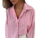 Women's Clothing Striped Shirt Outerwear Women's Design Lazy Long Sleeve Cardigan Breathable Style_ecoleips.com