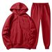 Women's Clothing Autumn and winter men's hooded solid color light plate pullover sweatshirt set casual sports hoodie sweatshirt trousers two piece set_ecoleips.com