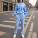 Sporty Two-Piece Set For Women – Trendy Casual Tops & Trousers (S-XL, Blue, Fall & Winter)_ecoleips.com