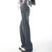 American Style Blue Micro Jeans For Women New High Waisted Slimming Loose Floor Hugging Wide Leg Flared Pants_ecoleips.com